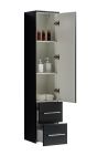 LindaDesign 100 cm sort mat badeværelsesmøbel med rundt spejl og 1 højskab