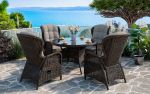 Comfort rund - havesæt med 4 Karibia-stole i chocolate-farve