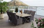 Villa - Havesæt med bord 220 cm og 6 Holiday-stole i gråmix