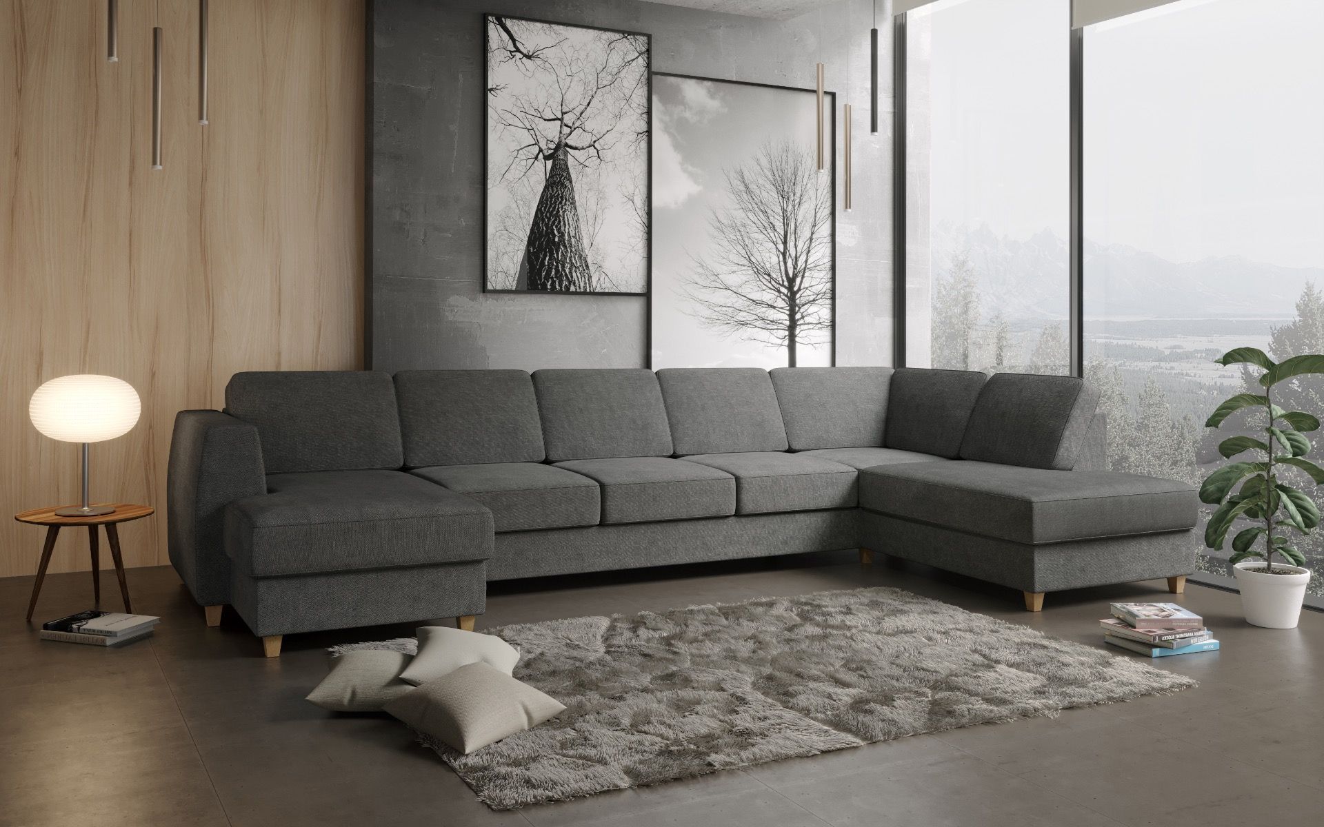 eksotisk importere Seraph Risør - U-sofa med divan D4A venstre - mørk grå - Sparmax.dk