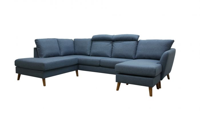 Ålesund A3D U-sofa med sjeselong - sjøblå