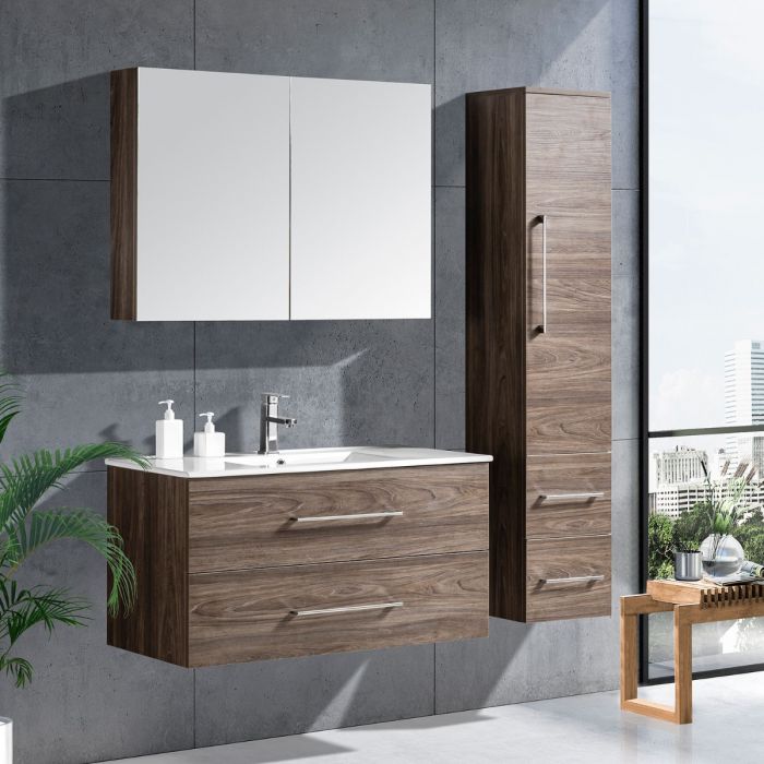 LindaDesign 100 cm badeværelsesmøbel grå alm