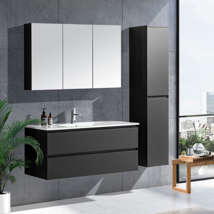 NoraDesign 120 cm badeværelsesmøbel single grå matt