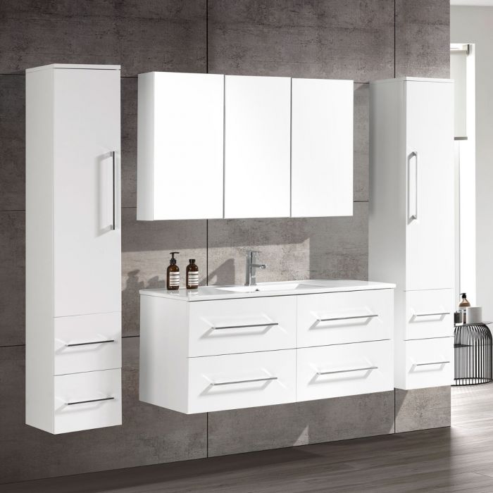 OliviaDesign 120 cm badeværelsemøbel enkelt, i hvid mat