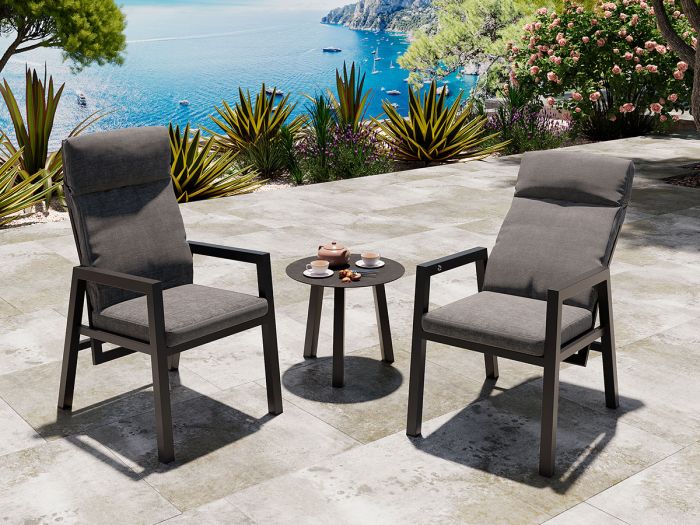 Jamaica cafésæt/hvilestolesæt - 2 stole og bord 55 cm i aluminium - Sparmax.dk
