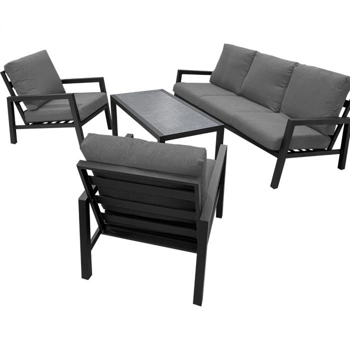 Jamaica loungegruppe m/bord, 3-personers sofa og 2 stole i aluminium