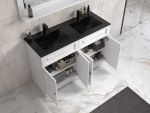 ModeniDesign 120 cm hvid mat badeværelsesmøbel m/sort håndvask og spejl