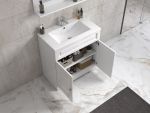 ModeniDesign 80 cm hvid mat badeværelsesmøbel m/hvid håndvask og spejl
