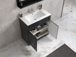ModeniDesign 80 cm sort mat badeværelsesmøbel m/hvid håndvask og spejl