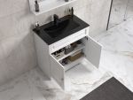 ModeniDesign 80 cm hvid mat badeværelsesmøbel m/sort håndvask og spejl