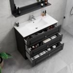 ModeniComfort 100 cm sort mat badeværelsesmøbel m/hvid håndvask og spejl