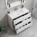ModeniComfort 100 cm hvid mat badeværelsesmøbel med 2 højskabe