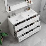 ModeniComfort 120 cm hvid mat badeværelsesmøbel med 2 højskabe