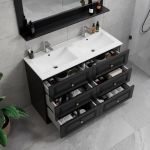 ModeniComfort 120 cm sort mat badeværelsesmøbel m/hvid håndvask og spejl
