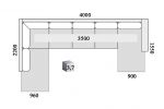 Risør A4D U-sofa med sjeselong - lys grå