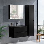 NoraDesign 80 cm badeværelsesmøbel sort mat m/sort servant