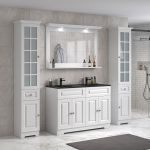 ModeniDesign 120 cm hvid mat badeværelsesmøbel m/sort håndvask og spejl
