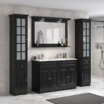 ModeniDesign 120 cm sort mat badeværelsesmøbel m/hvid håndvask og spejl