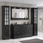 ModeniDesign 150 cm sort mat badeværelsesmøbel m/sort håndvask og spejl