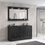 ModeniDesign 150 cm sort mat badeværelsesmøbel m/sort håndvask og spejl