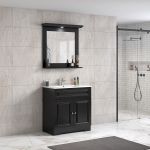 ModeniDesign 80 cm sort mat badeværelsesmøbel m/hvid håndvask og spejl