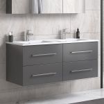 OliviaDesign 120 cm grå mat badeværelsesmøbel dobbel m/spejlskap