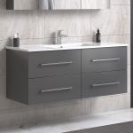 OliviaDesign 120 cm grå mat badeværelsesmøbel m/spejlskap