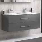 LindaDesign 120 cm grå mat badeværelsesmøbel dobbel m/spejlskap