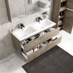 Emma 120 cm badeværelsesmøbel dobbel grå eg med 1 højskab
