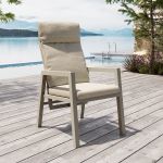 Jamaica rund havemøbelsæt 150 cm og 6 recliner stole i Khaki aluminium