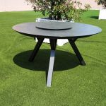 Skjærgården rund spisebordssæt m/6 recliner stole gråmix og stort bord ø150 cm i antracit aluminium