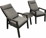 Jamaica cafésæt/hvilestolesæt - 2 stole og bord 55 cm i antracit aluminium