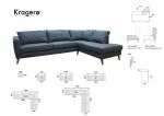 Kragerø A3 sofa med sjeselong - mørk grå