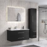 LindaDesign 100 cm badeværelsesmøbel m/hvid håndvask og spejl