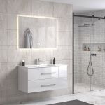 LindaDesign 100 cm badeværelsesmøbel m/hvid håndvask og spejl