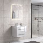 LindaDesign 60 cm badeværelsesmøbel m/hvid håndvask og spejl