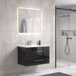 LindaDesign 80 cm badeværelsesmøbel m/hvid håndvask og spejl
