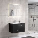 LindaDesign 80 cm badeværelsesmøbel m/hvid håndvask og spejl