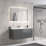LindaDesign 120 cm badeværelsesmøbel single m/hvid håndvask og spejl
