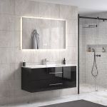 LindaDesign 120 cm badeværelsesmøbel single m/hvid håndvask og spejl