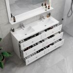 ModeniComfort 150 cm hvid mat badeværelsesmøbel m/hvid håndvask og spejl