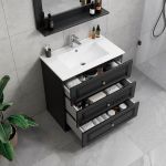ModeniComfort 80 cm sort mat badeværelsesmøbel m/hvid håndvask og spejl