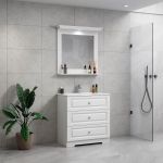 ModeniComfort 80 cm hvid mat badeværelsesmøbel m/hvid håndvask og spejl
