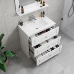 ModeniComfort 80 cm hvid mat badeværelsesmøbel med 2 højskabe