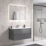 NoraDesign 100 cm badeværelsesmøbel m/hvid håndvask og spejl