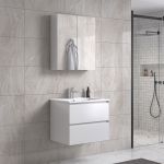 NoraDesign 60 cm badeværelsesmøbel m/hvid håndvask og spejlskap