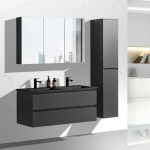 NoraDesign 120 cm badeværelsesmøbel dobbelt i matgrå med sort servant