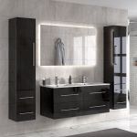OliviaDesign 3 120 cm badeværelsemøbel dobbelt i sort højglans
