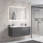OliviaDesign 120 cm badeværelsesmøbel dobbel m/hvid håndvask og spejl
