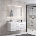 OliviaDesign 120 cm badeværelsesmøbel dobbel m/hvid håndvask og spejl